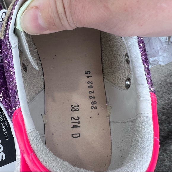 Golden Goose Superstar Suede Toe and Star Glitter Pink Ice Fuxia Fluo Sneakers - Picture 12 of 16